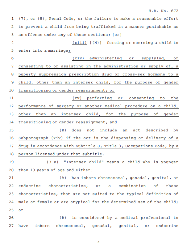 And it begins... Texas has filed a bill that would make 'consenting to gender affirming care' child abuse with prison sentences for parents. HB672 will mean a mass rounding up of trans kids if passed. It is the most horrifying piece of anti-trans legislation I've ever seen.