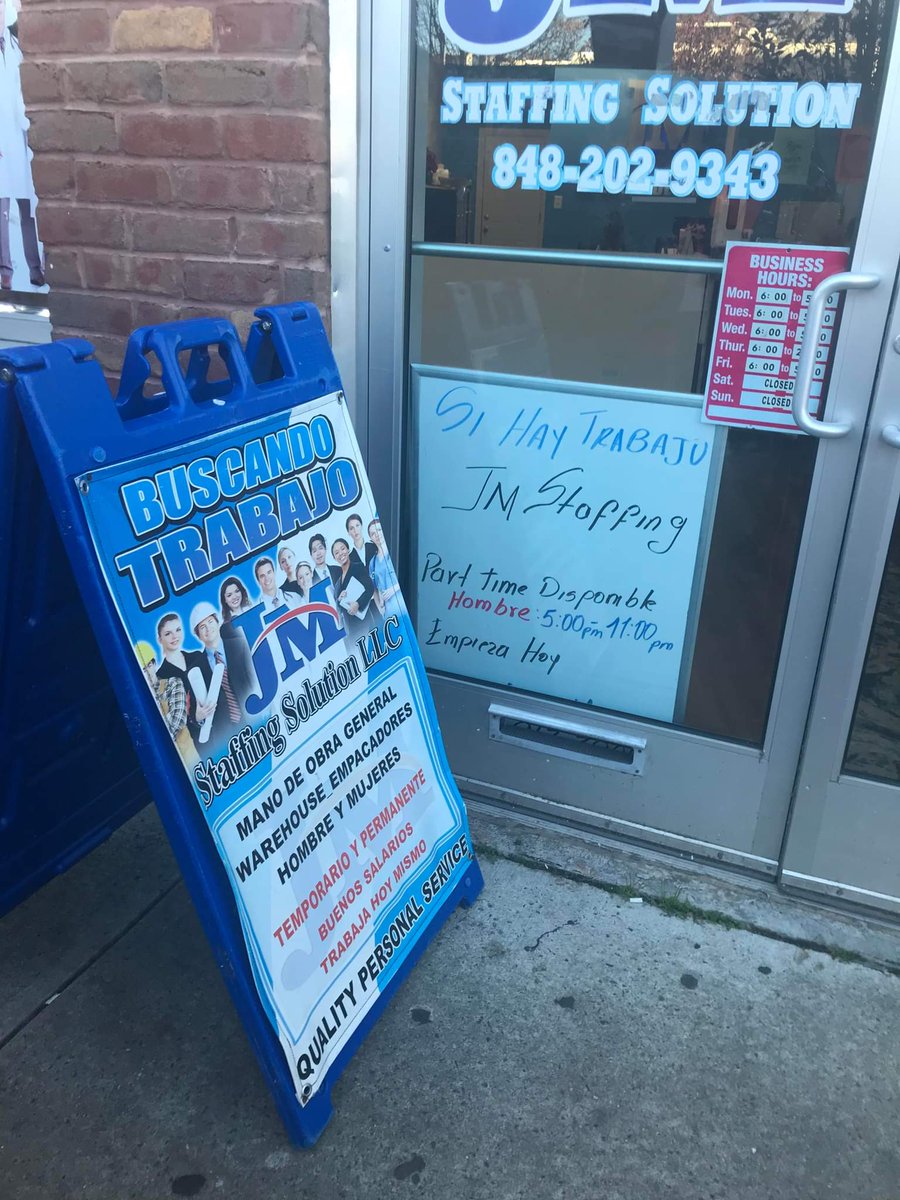 NewLabor's tweet photo. When we fight we win! Along with @TempEmployees allies supporting S511 temp worker bill of rights in #NewJersey we had a direct action to let this temp agency know gender based discrimination in jobs is illegal. Yesterday vs today.  @USEEOC https://t.co/NaPuu3fLGv