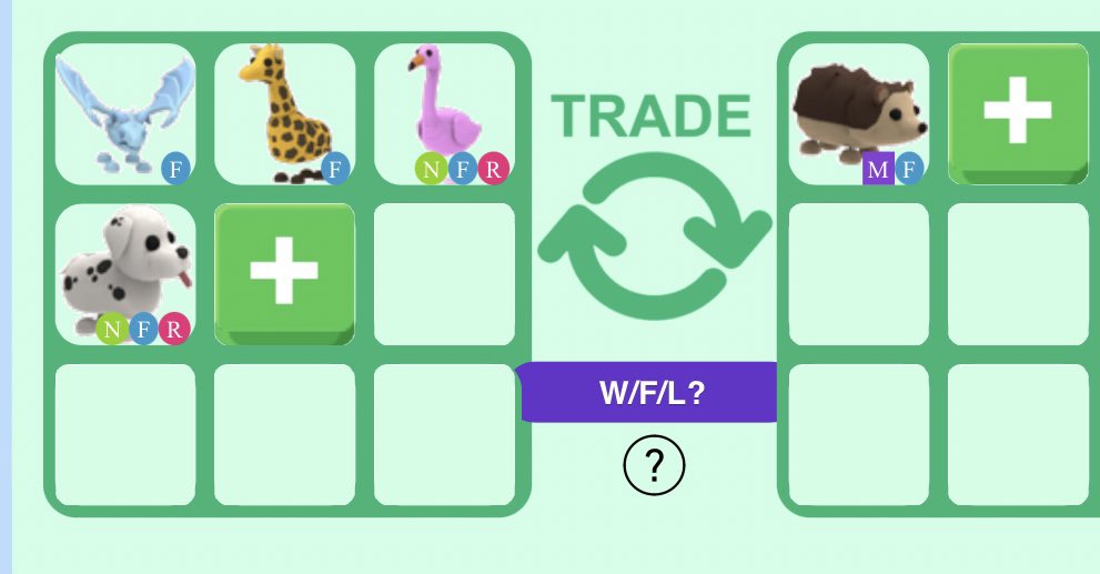 LF M HEDGE! Trying… 😉😀👍🏽 Here’s offer, all are FR! I’m not using the site for values. I’m showing the trade. Tysm! #adoptmeroblox #adoptmetrading #adoptmetrades #adoptmetrader #adoptmepets #adoptmeoffers #adoptmetrade #AMTrading #AMTradingTuesday