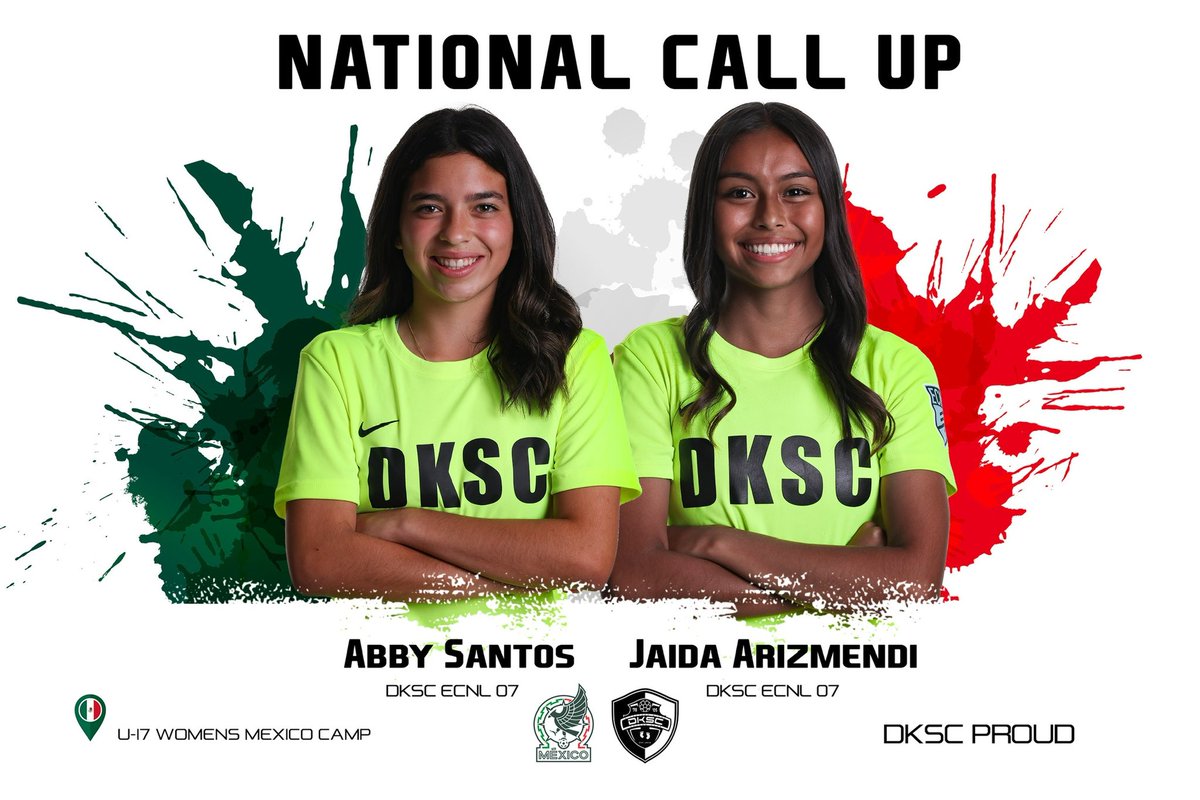 Let’s give a big round of applause 👏 to these two talented young ladies!  They have been called up for the U17 Women’s Mexico Camp! Congratulations to Abby Santos and Jaida Arizmendi! We are DKSC Proud of you! 
#DKSCProud #u17 #nationalcamp #miseleccionmx