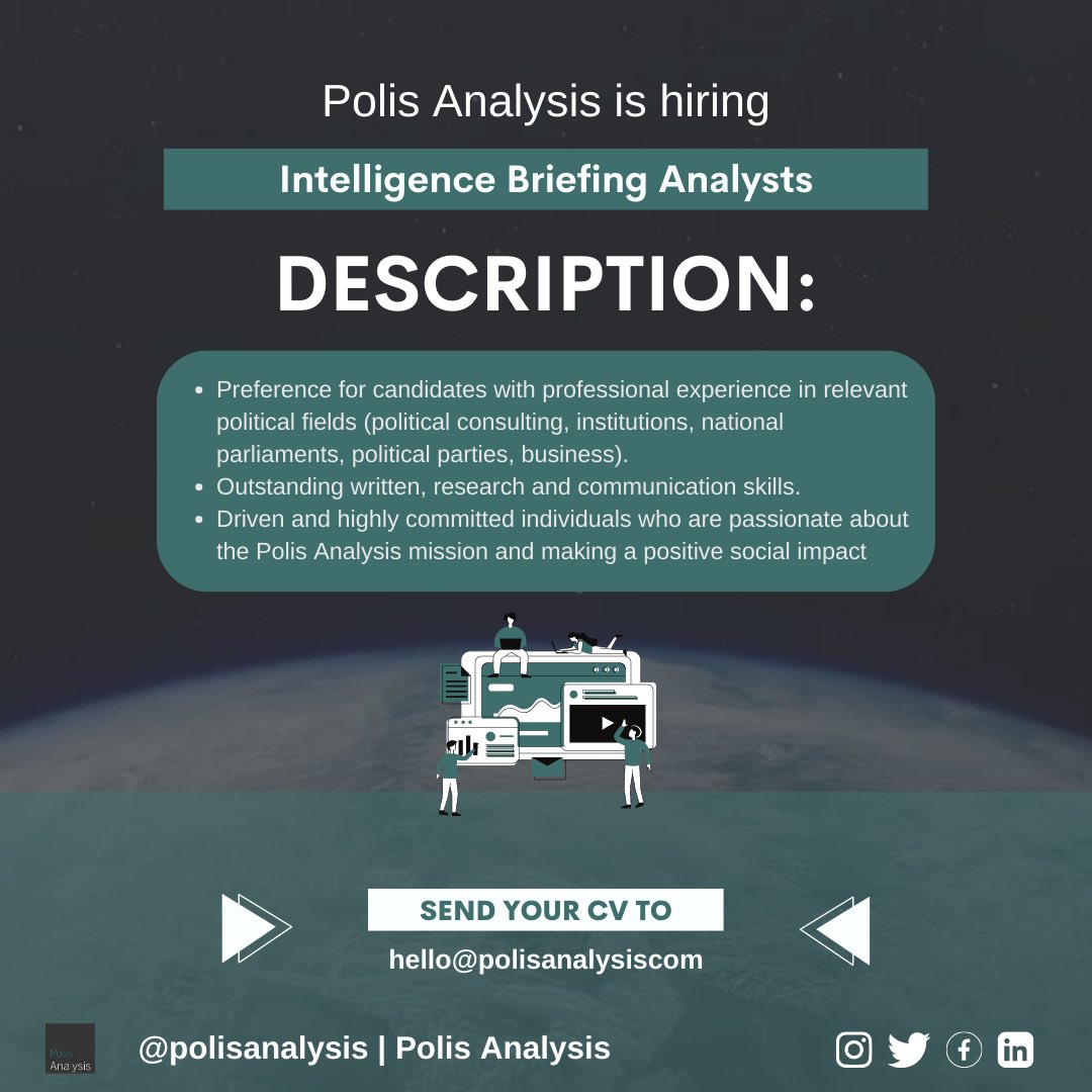 👉 Do you want to build up your experience while working within a dynamic and international start-up? ✅ Applications for Intelligence Briefing Analysts are now open. 🎯 Apply now to be part of a mission-led start up navigating the political world.