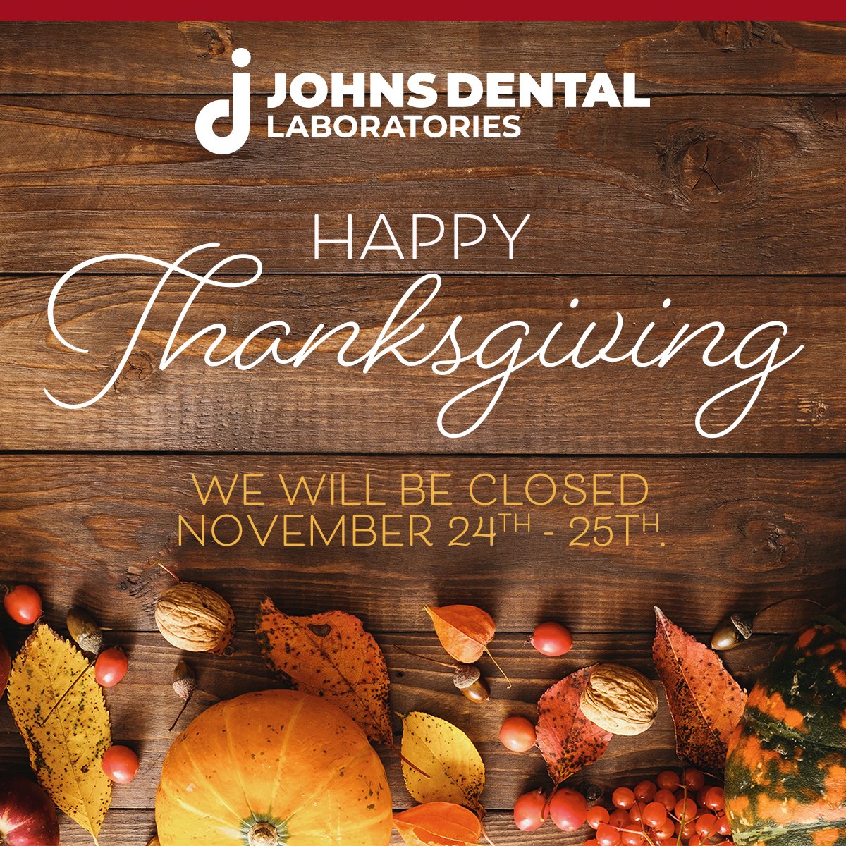 JohnsDentalLab's tweet photo. Everyone have a great Thanksgiving!🦃 https://t.co/1lEGhIkWDy