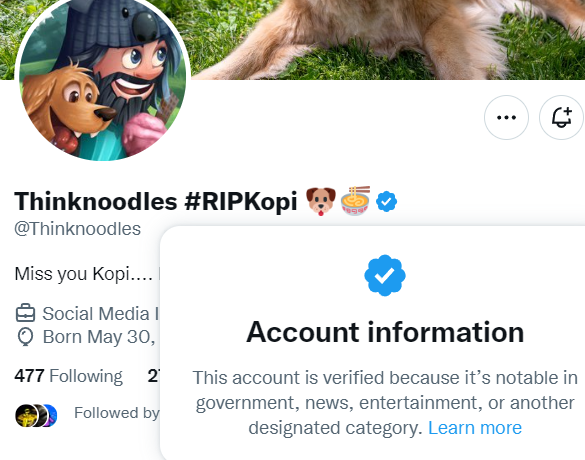 ImTheVR's tweet photo. @sergioscooli @Thinknoodles He's not subscribed to twitter blue. He's been verified wayyyyy before twitter blue verification came out actually. https://t.co/d8rOxtSxjP
