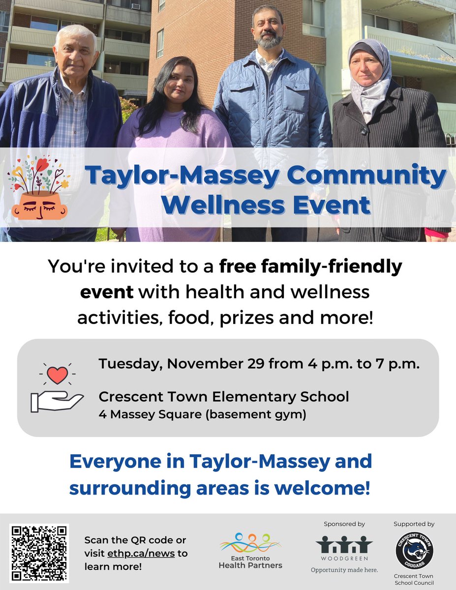 You’re invited to the Taylor-Massey Community Wellness Event on November 29! Enjoy halal food and drinks, win gift cards and learn about where and how to find health and wellness services: ethp.ca/join-us-on-nov…