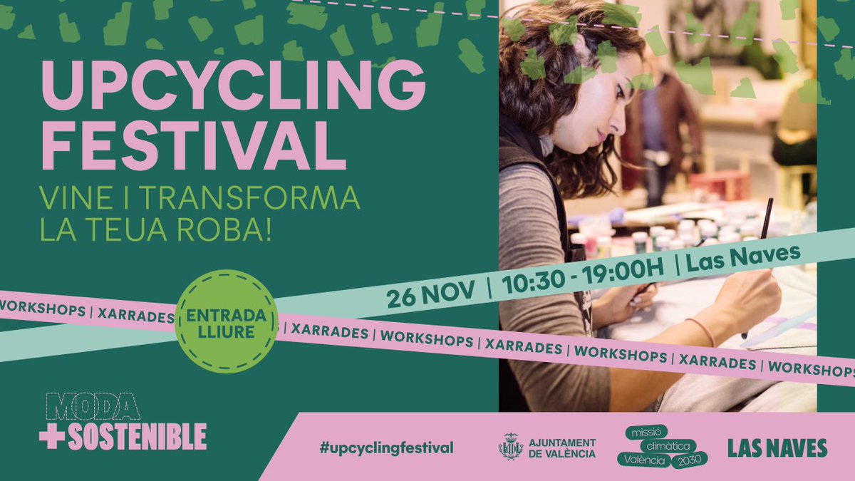 Estamos organizando desde @LasNavesINN el #upcyclinfestival un evento muy chulo centrado en el upcycling de ropa, que será el primer encuentro abierto de <a href="/modaMsostenible/">Moda + Sostenible València</a> 

🗓26 noviembre
⏰11-19h
📍Las Naves

lasnaves.com/program/upcycl…