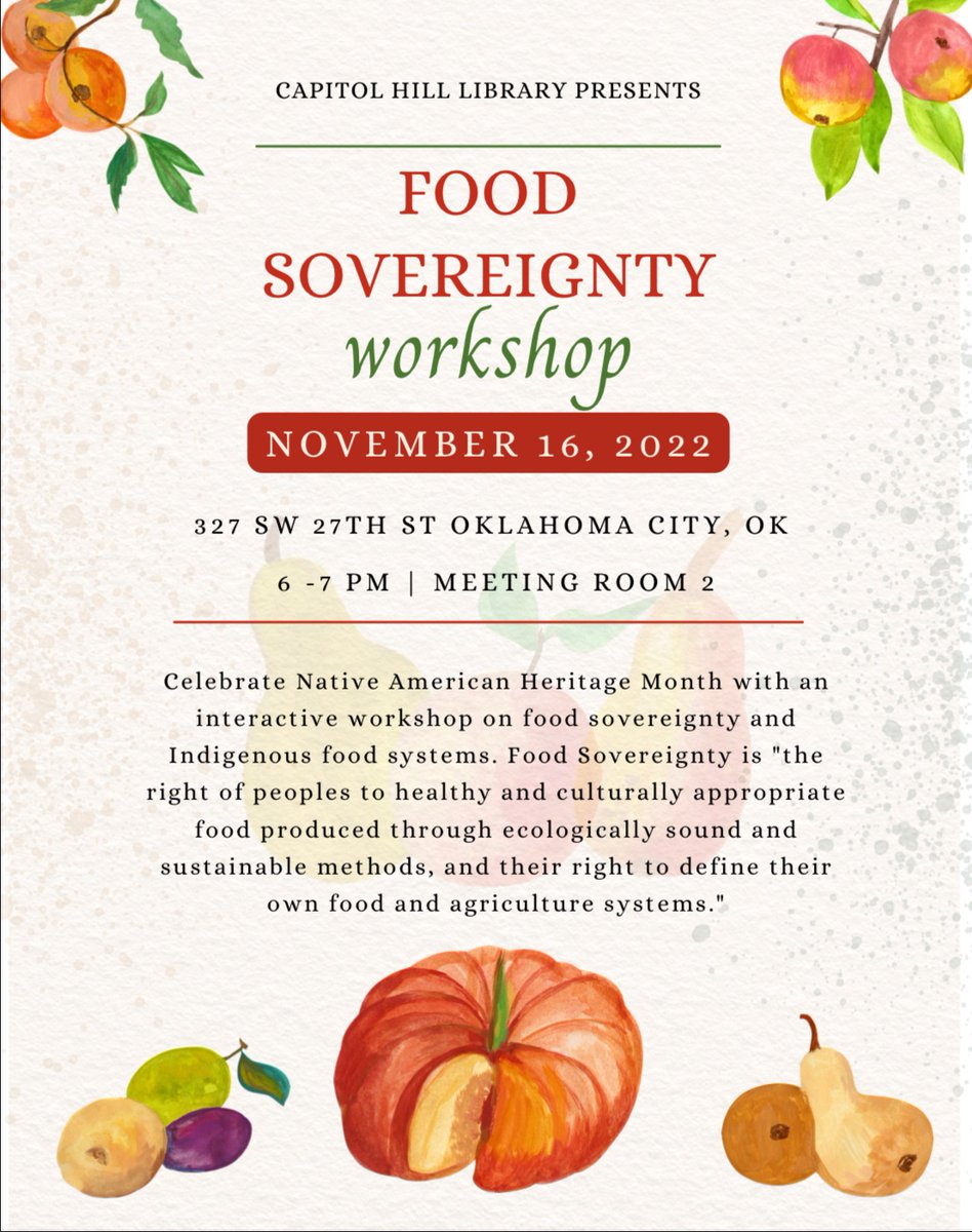 Excited to be partnering with the Metropolitan Library System! Can I get a r/t for visibility? This workshop is for anyone wanting to learn about #Indigenousfoodsovereignty