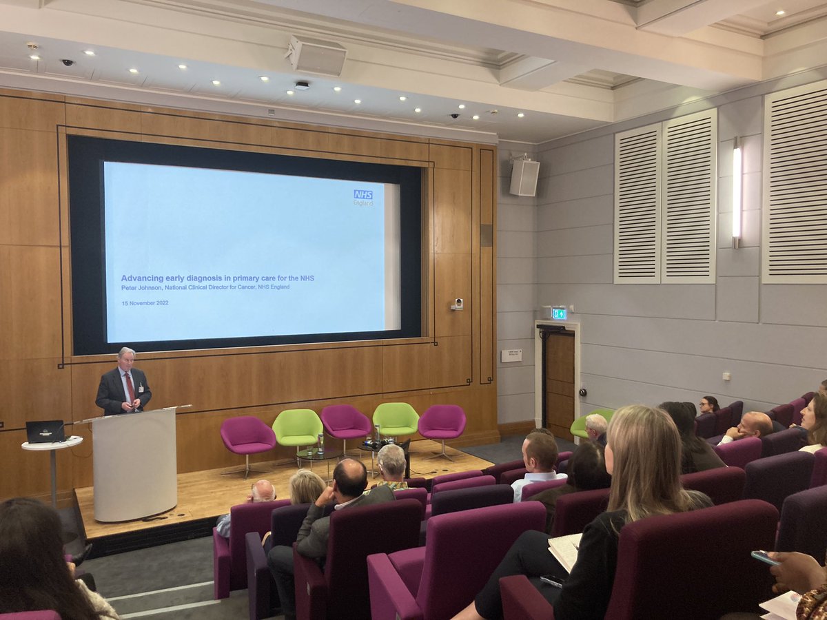 Witnessing a fantastic talk by <a href="/PWMJohnson/">Peter Johnson</a> <a href="/CanTest_PC/">CanTest</a> in London talking about how innovation and research can deliver much better cancer outcomes in England.