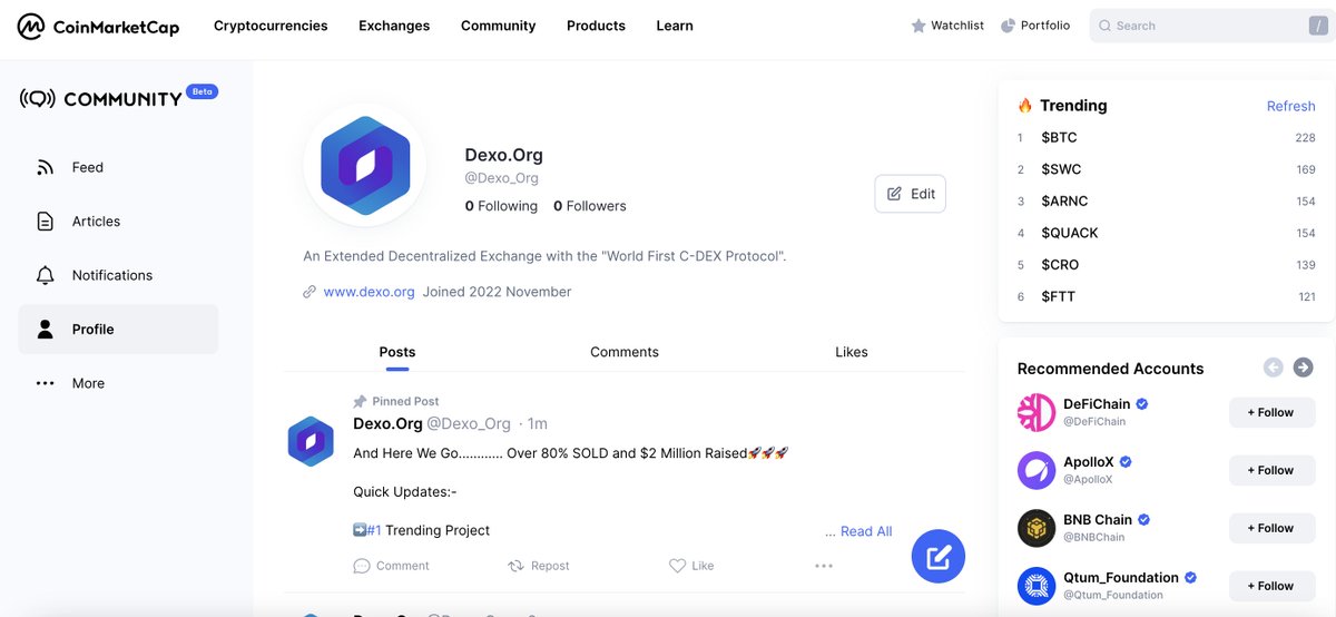 Dexo Exchange tweet media