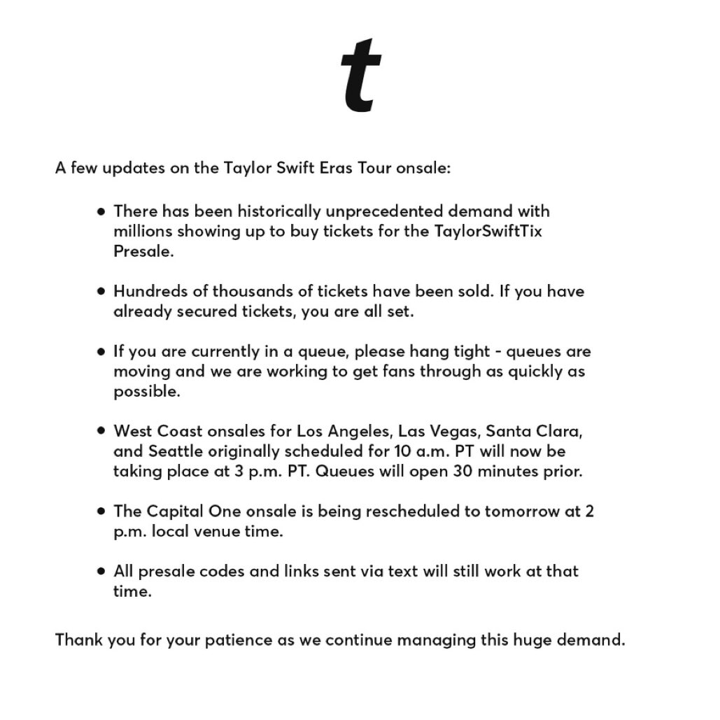 Bluebird_nc's tweet photo. @Ticketmaster @kateabate308 Phew, a better update. Hang in there y’all https://t.co/lSRrJovve0
