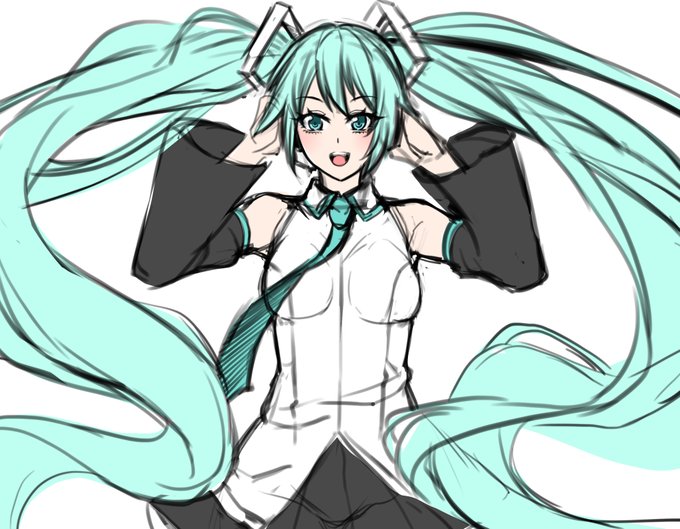 「えれくとりっく・えんじぇぅ」のイメージでミクさんのラフいくつか描いてるんだけどやっぱ真正面だとあんまり良い感じの雰囲気にはならんねぇ 