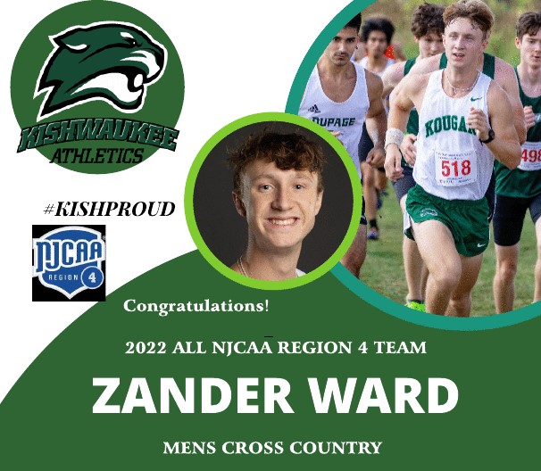 Congratulations to Freshman Zander Ward for his all NJCAA Region 4 Cross Country team selection for this past season!👏 #KishProud #KishFam ☝️