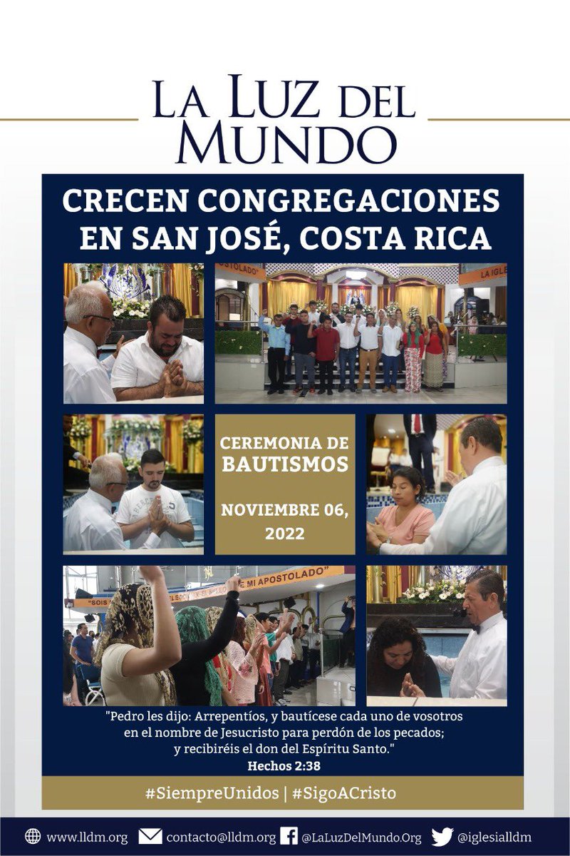 Ceremonia de #Bautismos en San José, #CostaRica Damos gracias a Dios en ver su promesa de amor cumplida con la humanidad. Cada día más personas deciden seguir a Jesucristo. #LLDM | #ElAmorNosUne | #SigoACristo | #SiempreUnidos