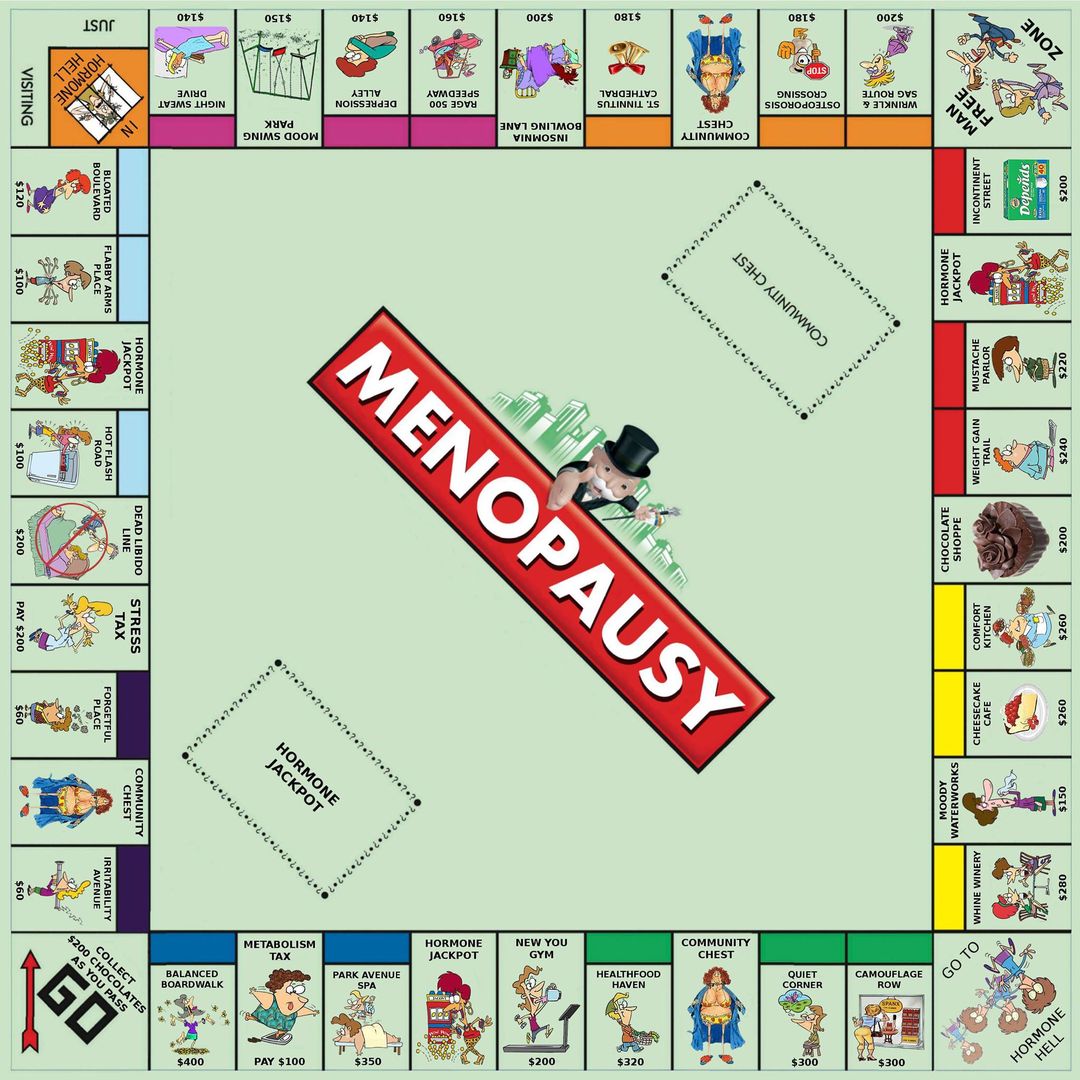 MenoHealthUK's tweet photo. This menopause monopoly is spot on!   

#MenoHealth #Menopause #Monopoly #MenopauseHumour #MenopauseMeme #Christmas #ChristmasEve https://t.co/mLZXVQCuKY