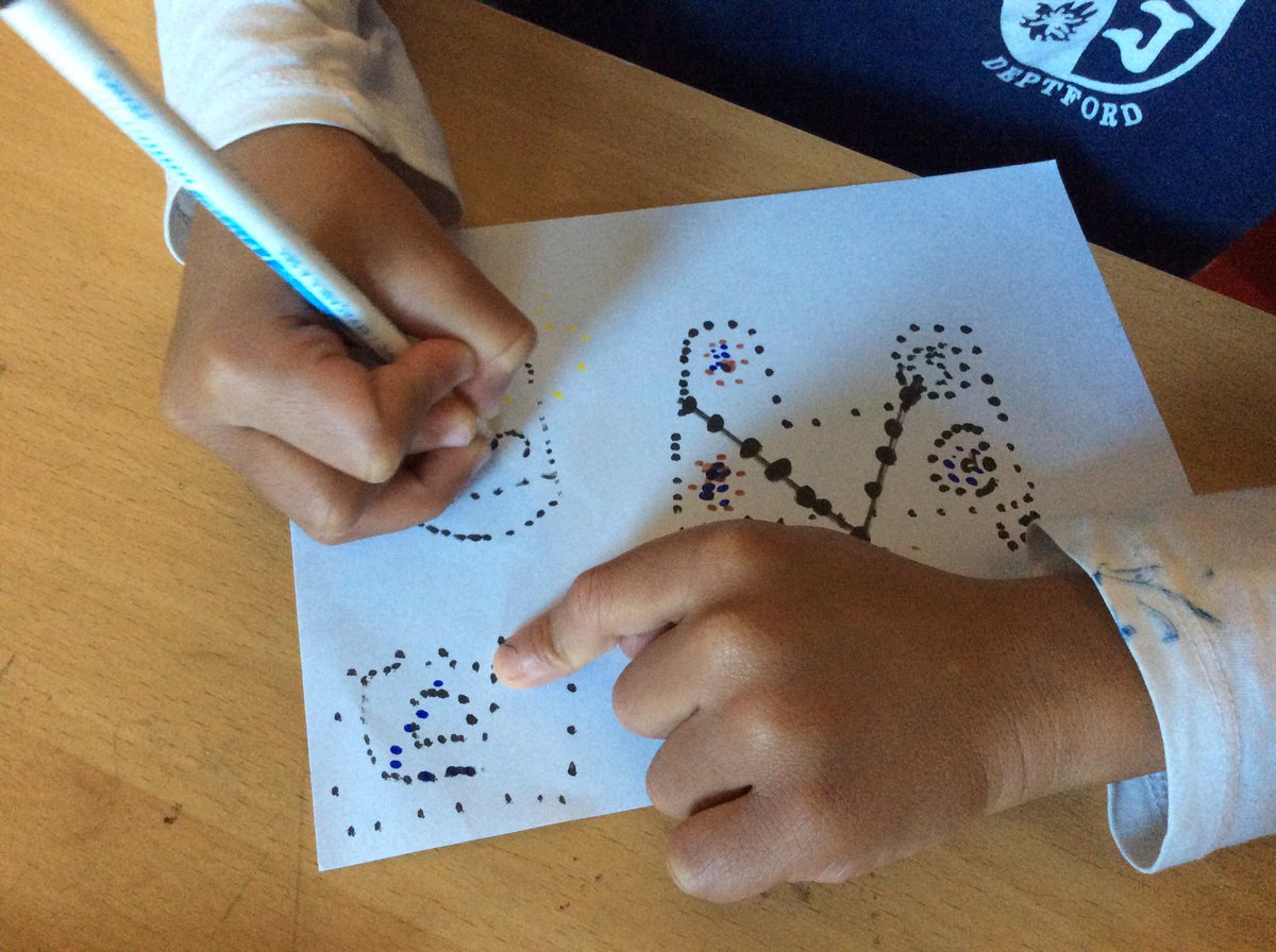 StJosephsSE8's tweet photo. In Year 3, we watched a video about the work and life of Yayoi Kusama. We are going to produce some work inspired by her techniques but, firstly, we experimented with dots! @Tate #ShapeAndColour https://t.co/6dgjuyn0dm