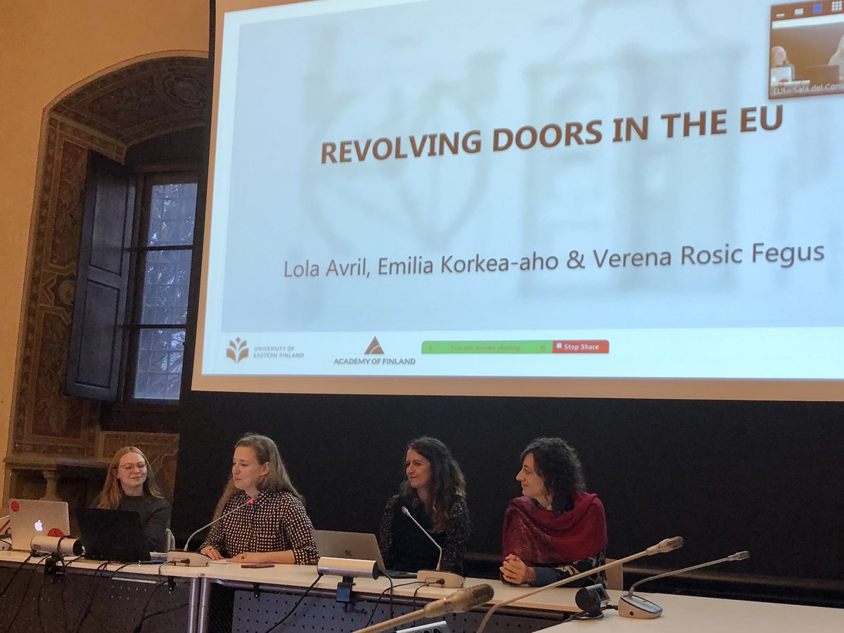 The @eui_eulaw events are back! 

Today we are hosting @EmiliaKorkeaaho + @lolalavril + Verena Rosic Fegus, who are presenting their research project on revolving doors in the EU! 🚪 

Be sure to follow @eui_eulaw for more events!

📸