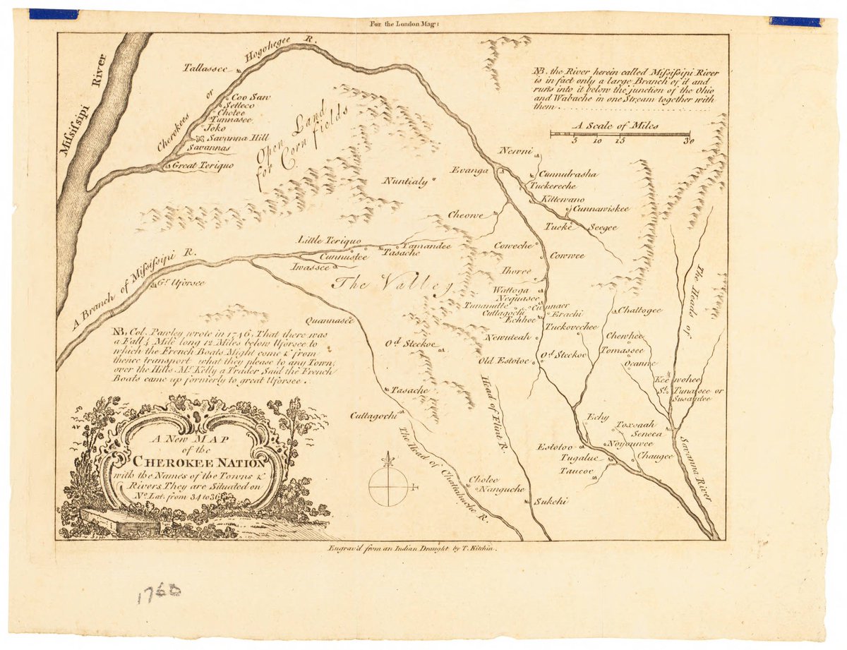 Exploring our digitized NC maps and came across this 1760 map of the Cherokee Nation. It shows cities and towns, Native American villages, and natural features from North Carolina, Tennessee, and Georgia.
go.unc.edu/1760
