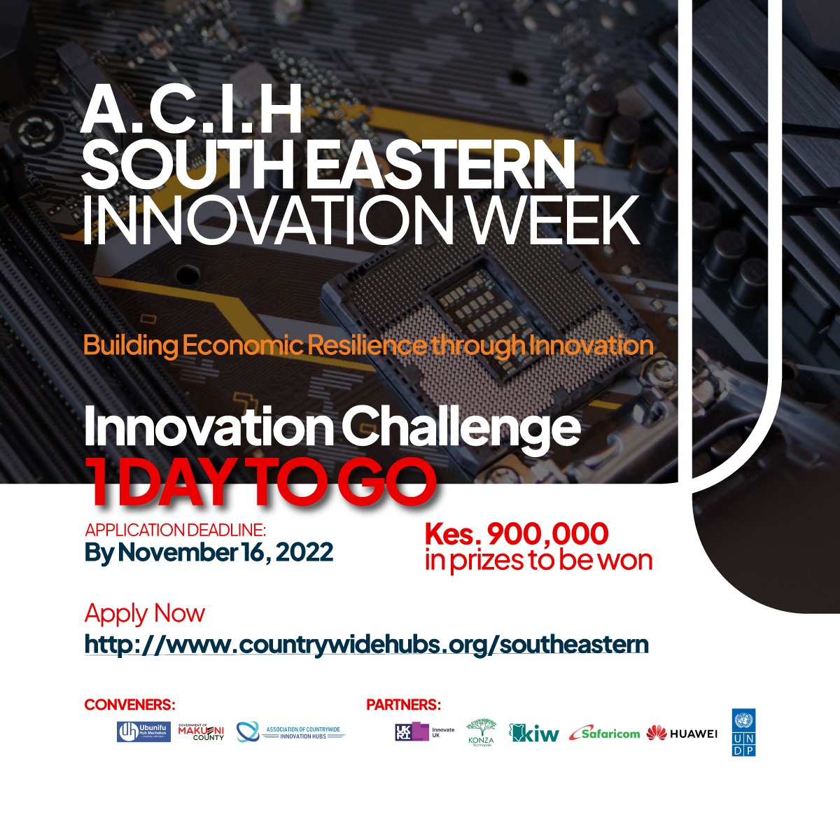Are you yet to submit your application for the South Eastern Region Innovation Challenge? Do so here: countrywidehubs.org/southeastern  The deadline is tomorrow; you don’t want to miss this great opportunity.#countrywideinnovationhubs#ubunifuhub#makuenihub#innovations