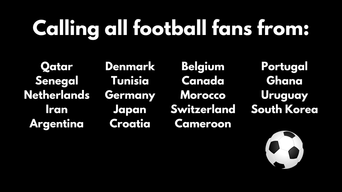 ⚽ Getting excited for #FIFAWorldCup? @bbcnewcastle are looking for football fans from the countries below who'd be interested in being interviewed on local BBC radio whilst the tournament is happening! Interested? Please contact bbcnewcastle@bbc.co.uk or 0800 234 65 65