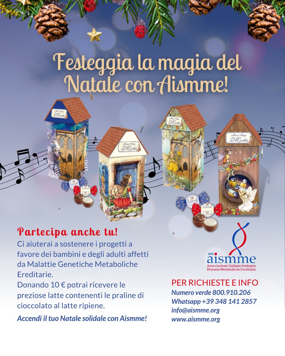 Aismme's tweet photo. Per Natale accendi il tuo cuore e fai un grande regalo! 🎅

Regalati e regala le scatole di latta musicali di Aismme. Ci permetterai di supportare progetti a favore di piccoli pazienti e pazienti adulti di tutta Italia affetti da Malattie Metaboliche Ereditarie! https://t.co/ClqqTmYtkX