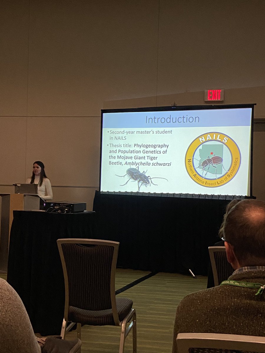 GreyTGustafson's tweet photo. Fantastic work presented from the NAILs lab yesterday at #EntSoc22! @coleopte_rachel gave a great grad talk on her tiger beetle research and undergrad Kyleigh present an awesome poster on DNA extraction from large museum specimens! Well done everyone! https://t.co/wKaVNEdXiG