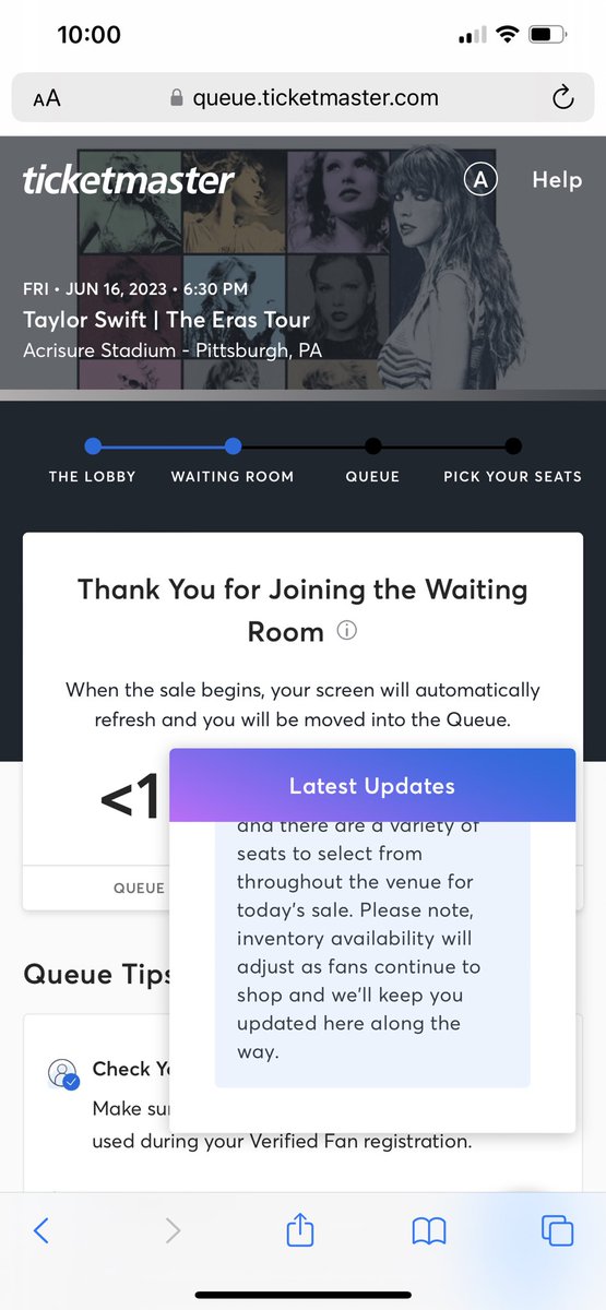 AKHatty's tweet photo. Got the presale code for @taylorswift13 , waited in the queue and then….wrong code given to me by @Ticketmaster Called to tell them and all I get was “these things happen with electronics”. This was for my daughter’s college graduation…the show was on her 22 birthday. https://t.co/YrF9Y24PZF