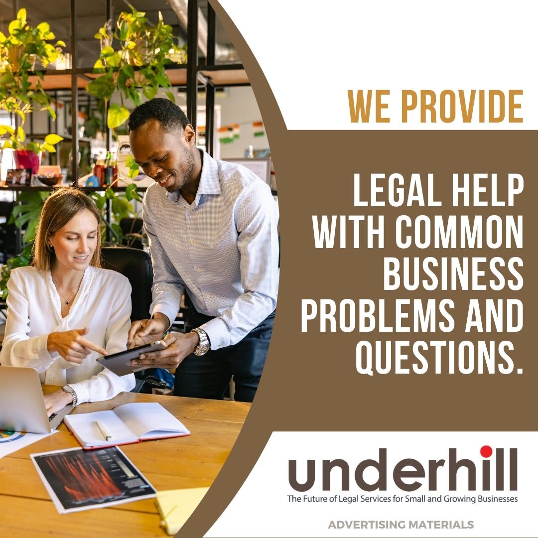 UnderhillLawPC's tweet photo. Does your business need peace of mind of knowing they have an attorney they can call to help on common issues without worrying about being charged an hourly rate for every phone call? If so, the Underhill LegalPlan was developed with your business in mind. https://t.co/WSJEiMFPVu https://t.co/iRma4f3uOy