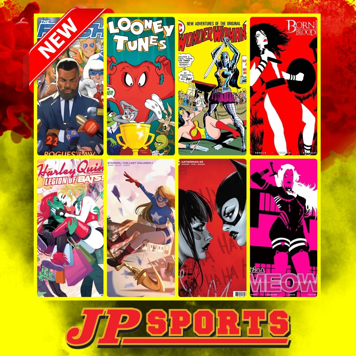 JPSportsCollect's tweet photo. NEW Tuesday Comic Book Releases!!! 🤩
•Catwoman! 🐈‍⬛
•Born of Blood ⚔️
•FLASH! ⚡️
•Stargirl! ⭐️💫
Shop in store OR online @ https://t.co/KbiRnDp9lq! See you soon #SWFL! #JPSports #Comics #ShopLocal https://t.co/PfylTZa1fq