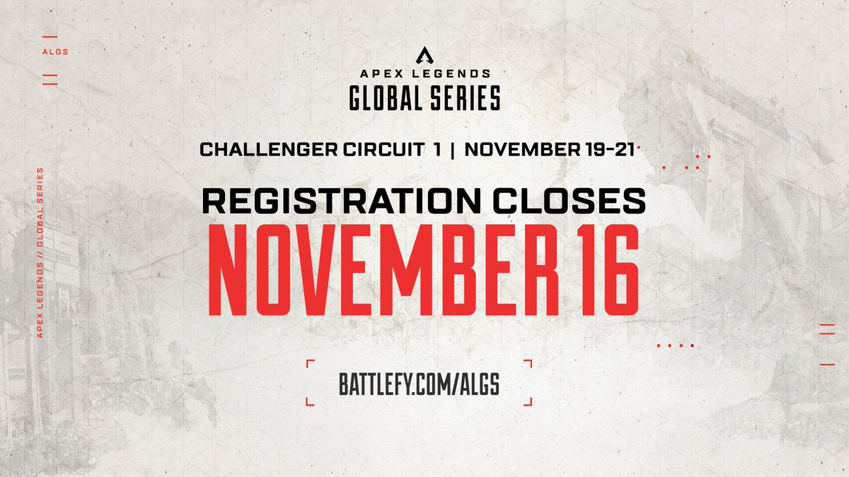 PlayApexEsports's tweet photo. 📢In less than 24 hours Registration for Split 1 Challenger Circuit #1 closes.

This is your chance to start your Split 2 Pro League journey❗️

Sign up now, legends! 👉https://t.co/vAv82PrxIk https://t.co/SCsINAsZ2J