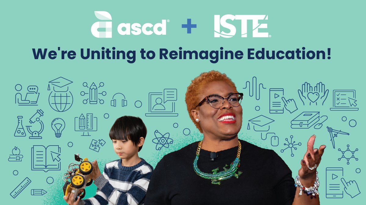 The union of #ISTE and #ASCD brings technology and pedagogy together to design the future of education. It means:
- Holistic support for educators and students
- Closing access and equity gaps
- A new view for the future. 

Share the news! …