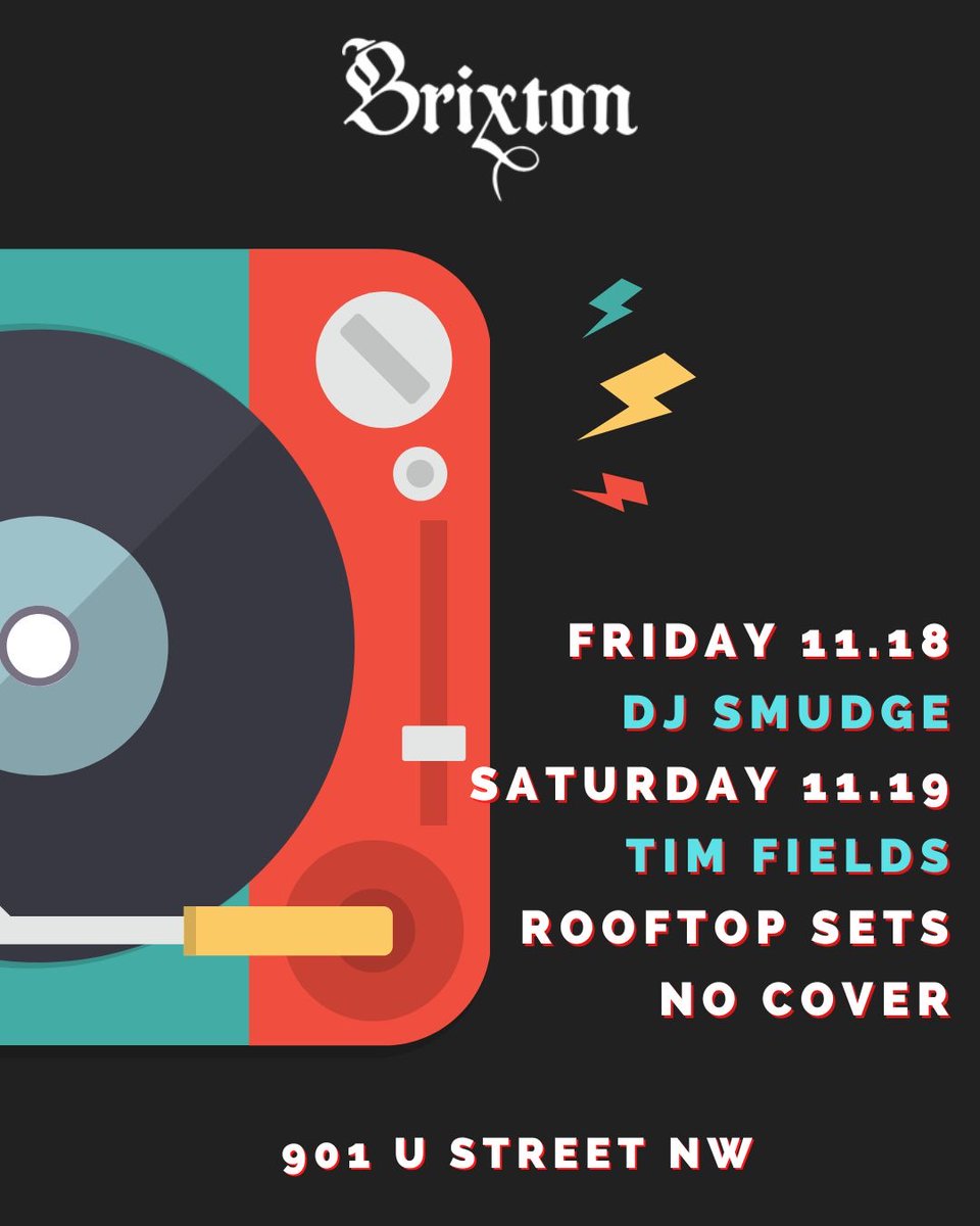 This weekend’s lineup is out!
Friday:@smudgetown 
 Saturday:@Timmmyahh 
All  rooftop sets. No cover. 
Rooftop heated and covered from the wind 🔥 
Set your reminders and come out!
901 U Street NW
#ShawDC