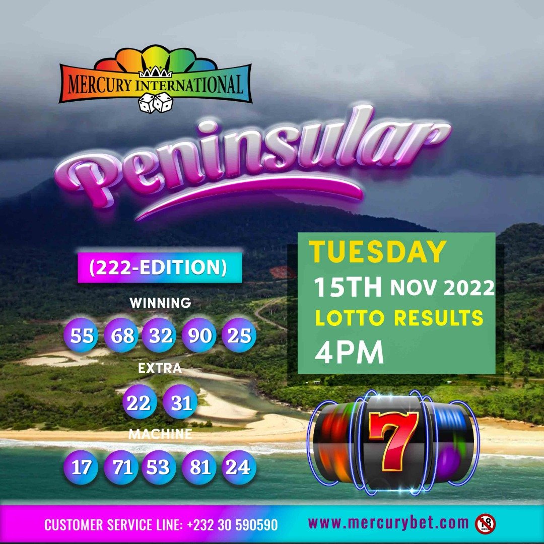 It's the Mercury International Peninsular 4PM Lotto Result 🎲 for Tuesday 15th November,2022. #SierraLeone #MercuryLotto #SaloneTwitter