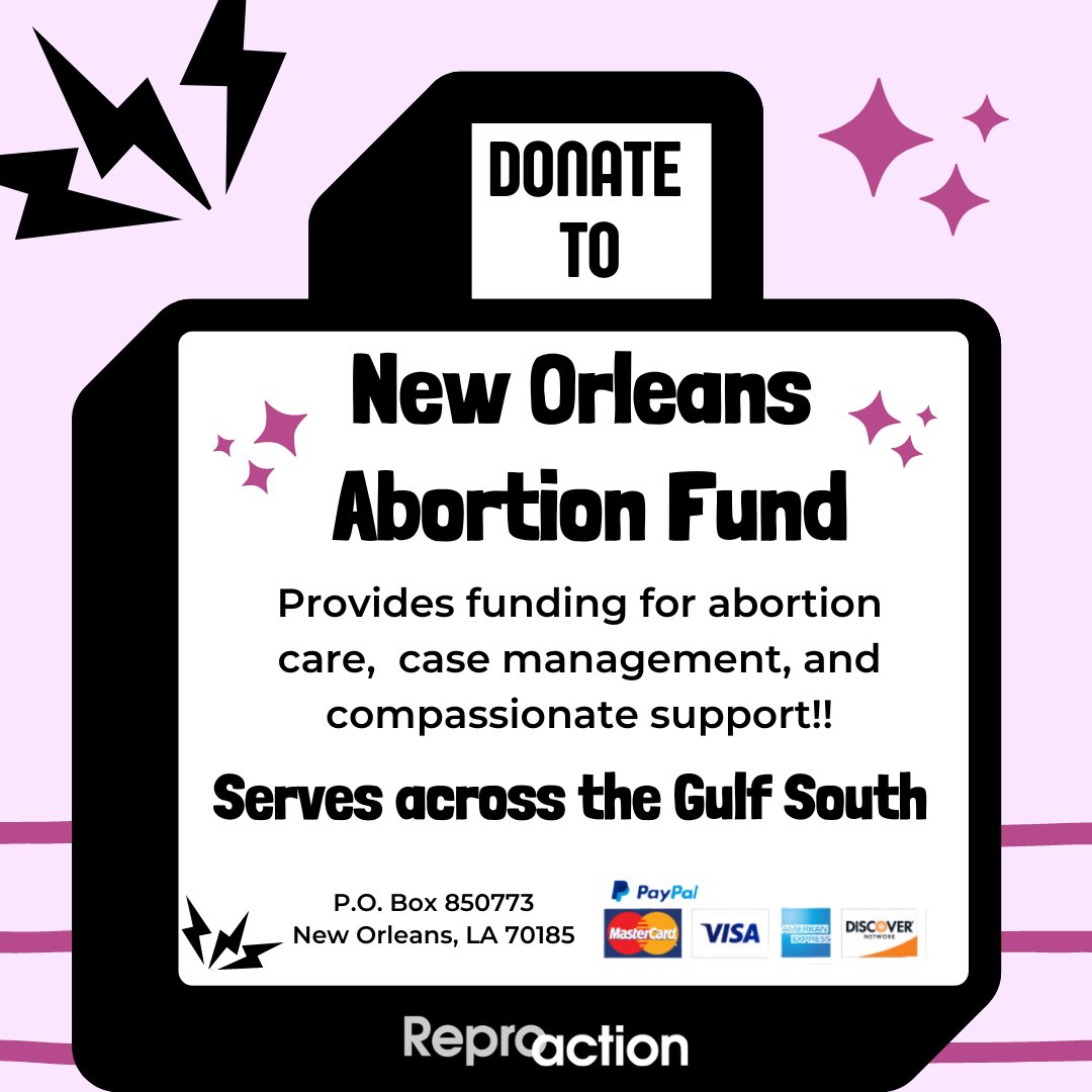 Guess who’s breaking barriers, providing abortion access, and funding choice? @NolaAbortionFnd is doing this today and every day, so take a moment to donate right now! neworleansabortionfund.org/donate