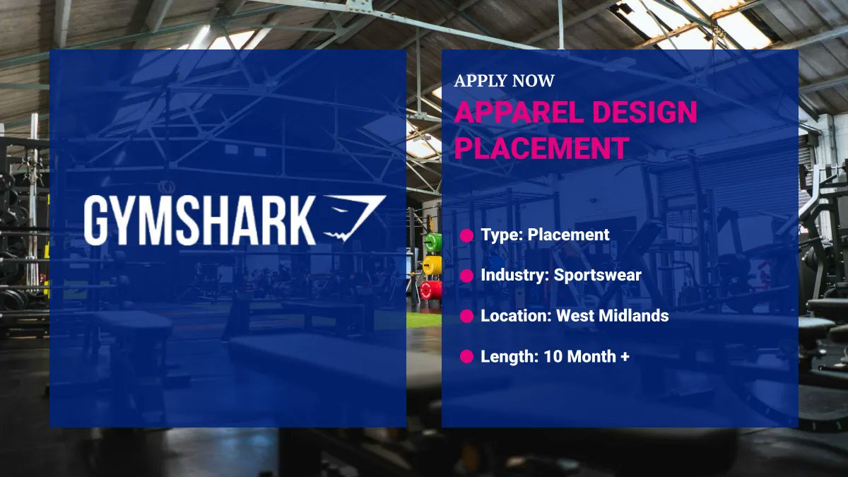 Fancy being part of the @Gymshark product design team? We thought so... This is an official reminder that the Gymshark Apparel Design Placement is open for applications! Be quick though, there are only 4 days left to apply 🦈 ---> buff.ly/3AcmSUM