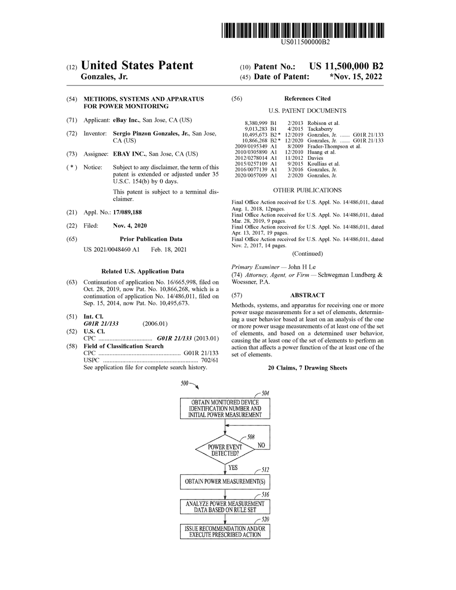 We're halfway to US Patent 12 million! Today, Ebay (via Schwegman firm) snags US11500000 to a power adjustment method.

We're also, as of this month, into the 18 series of patent applications. That's a lot of disclosures! #USPTO #patents