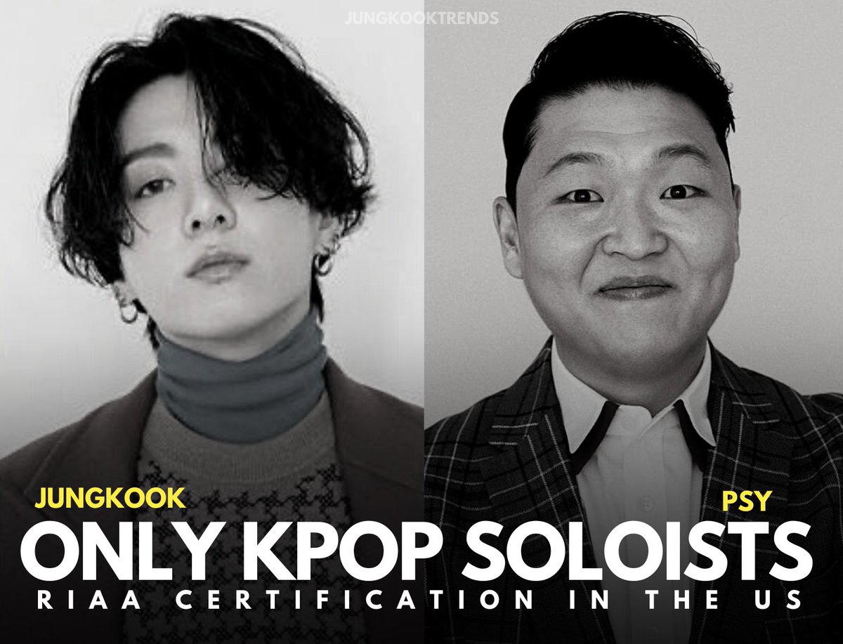 Jungkook is the First Kpop Soloist to receive a RIAA Certification in the US since PSY almost a decade ago.