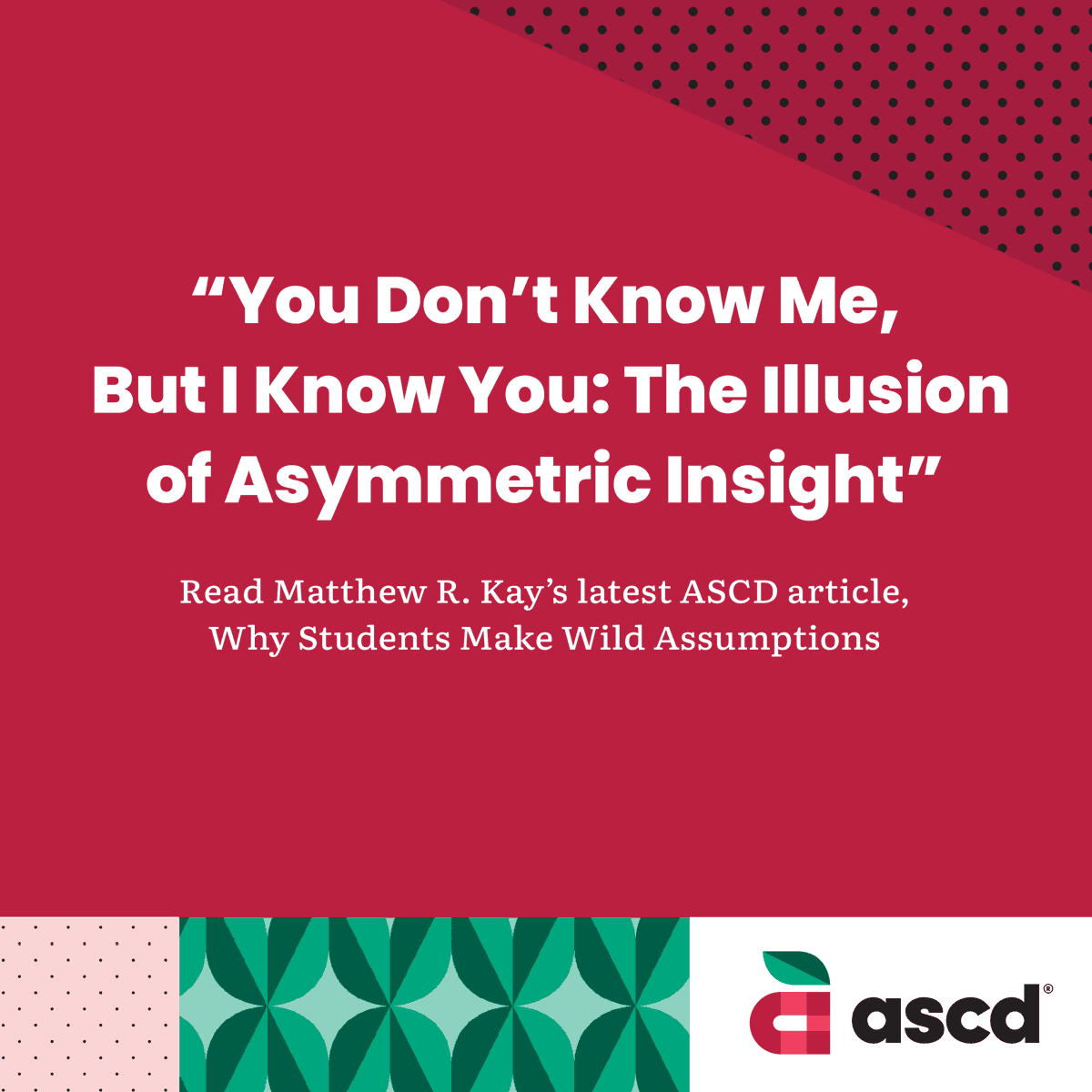 Teacher <a href="/MattRKay/">Matthew R. Kay</a> says the wild stuff kids sometimes say may come from "The Illusion of Asymmetric Insight." That's where people feel they're experts in “reading” others, so they make extreme statements! 

How do YOU handle these comments in the classroo…