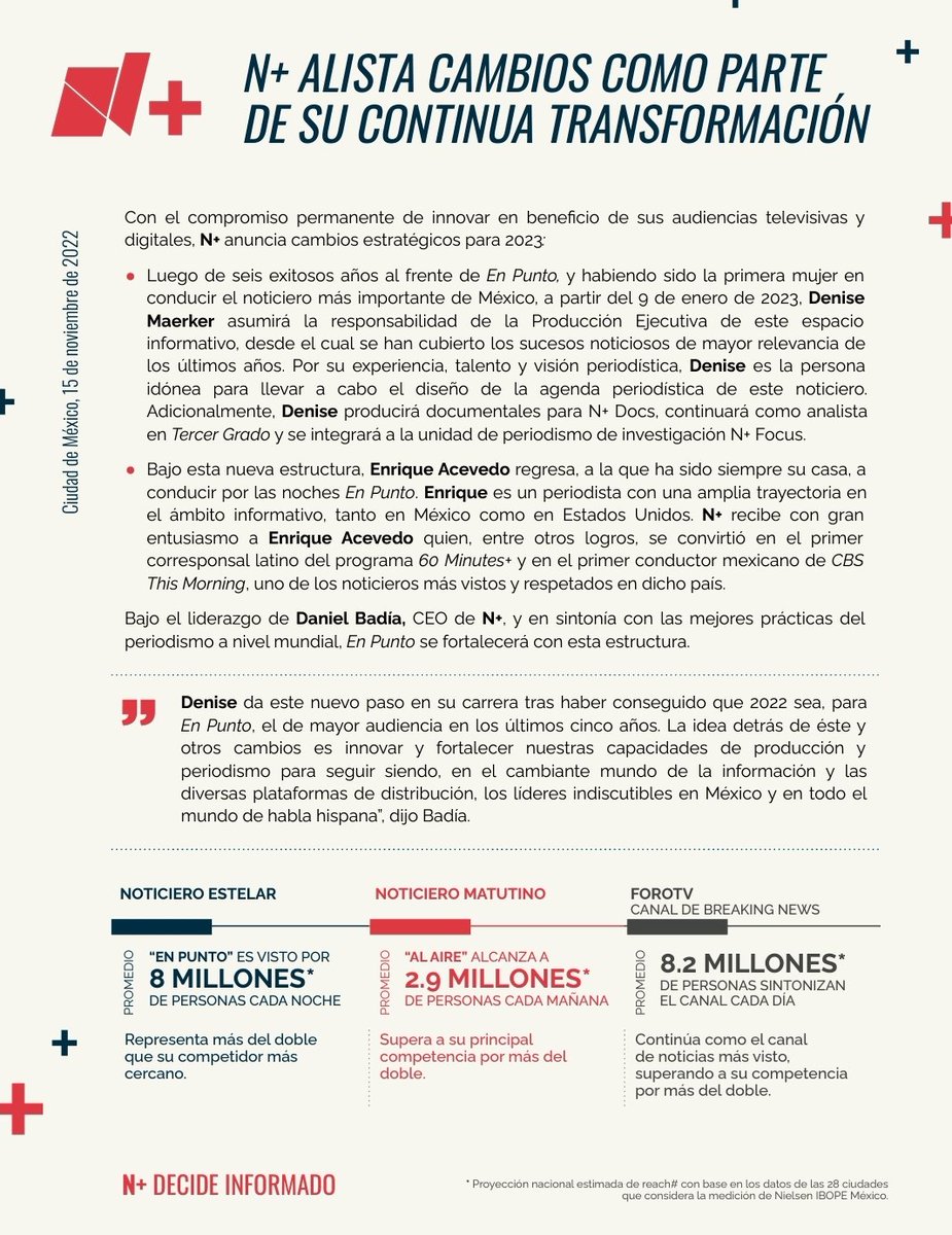 PrensaNMas's tweet photo. .@nmas alista cambios como parte de su continua transformación https://t.co/VYNZZh0TaD