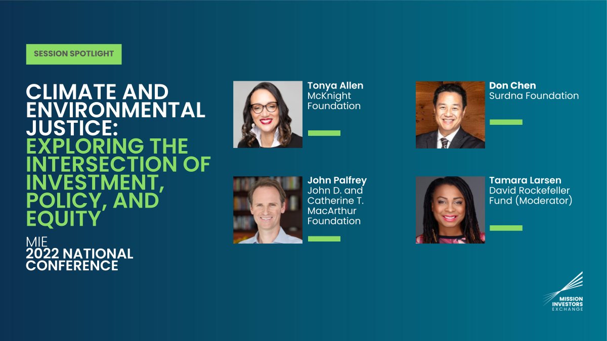 In 2022, it’s impossible to ignore the urgency of climate &amp; environmental justice.

In our third #MissionInvest2022 plenary, we’ll explore how foundations are using #impactinvesting to address these challenges.

Learn more about our agenda here: missioninvestors.org/2022conference