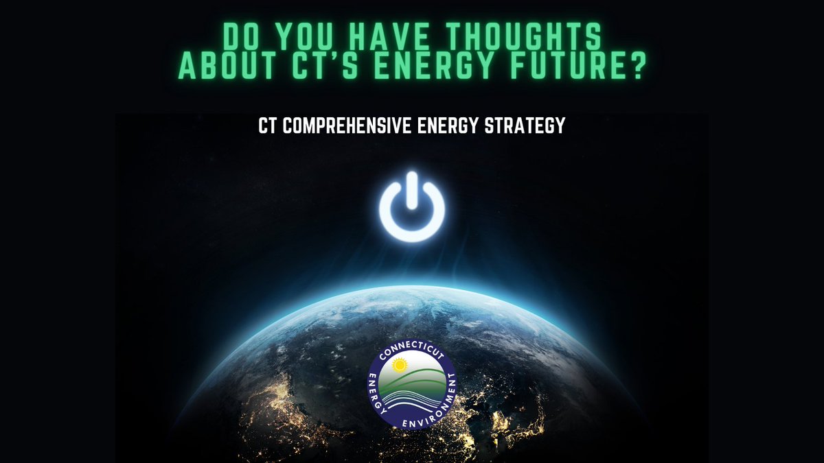 CTDEEPNews's tweet image. ⚡ Do you have thoughts about CT’s energy future? If so, submit your ideas to @CTDEEPNews  by 📅11/12/22 at 5pm ET! 

All written comments will help to inform #CT’s next Comprehensive Energy Strategy. 

See our latest Proceeding Notices for more info. 

portal.ct.gov/DEEP/Energy/Co…