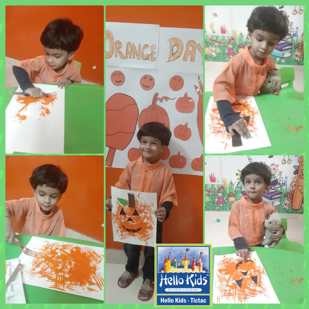 Vasudha_jindal's tweet photo. Orange Color Day..
Craft - Scary Pumpkin - Fork Painting ..
#Orange #colorday #celebration #Painting #funwithpaint #PlaySchool #Curriculum #Best #Children #playideas #Education #India #Toddler #Activity #Kids #Fun #playmatters #halloween #scary #Pumpkin #craft #forkpainting https://t.co/Efgxqtu7eA