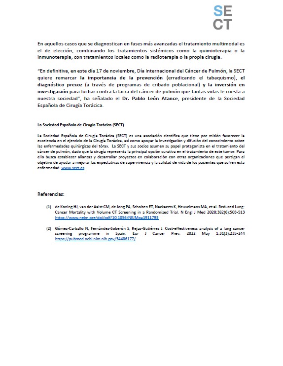 La #cirugíatorácica ofrece a los pacientes diagnosticados con #cáncerdepulmón en estadios iniciales una tasa de curación superior al 80% #DiaInternacionalCancerdePulmon
Leer nota de prensa: ow.ly/wQSL50LEWX5