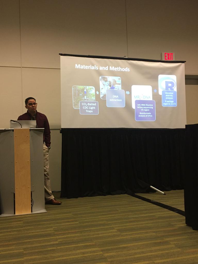It has been a pleasure presenting on the mosquito microbiota in a Zoolander fashion 😗 at #entsoc2022 @caragata_eric 📷 LM Otero