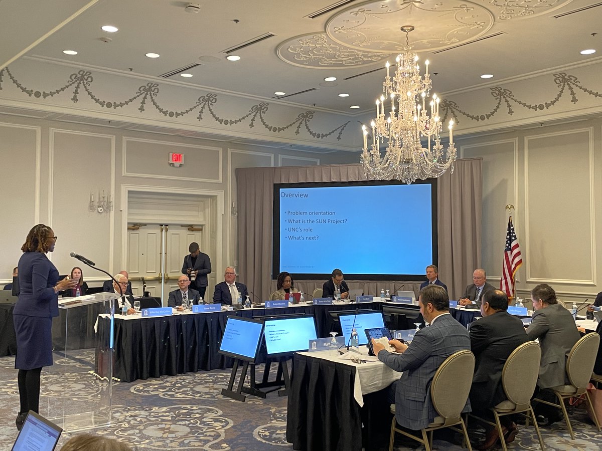 UNCMPA's tweet photo. Faculty member Teshanee Williams presented to the UNC-Chapel Hill Board of Trustees about the SUN Project, a collaborative effort in Cabarrus County providing care for pregnant women with substance abuse disorders. Read more: https://t.co/Wvo08exXhA https://t.co/fwXzshQJDB