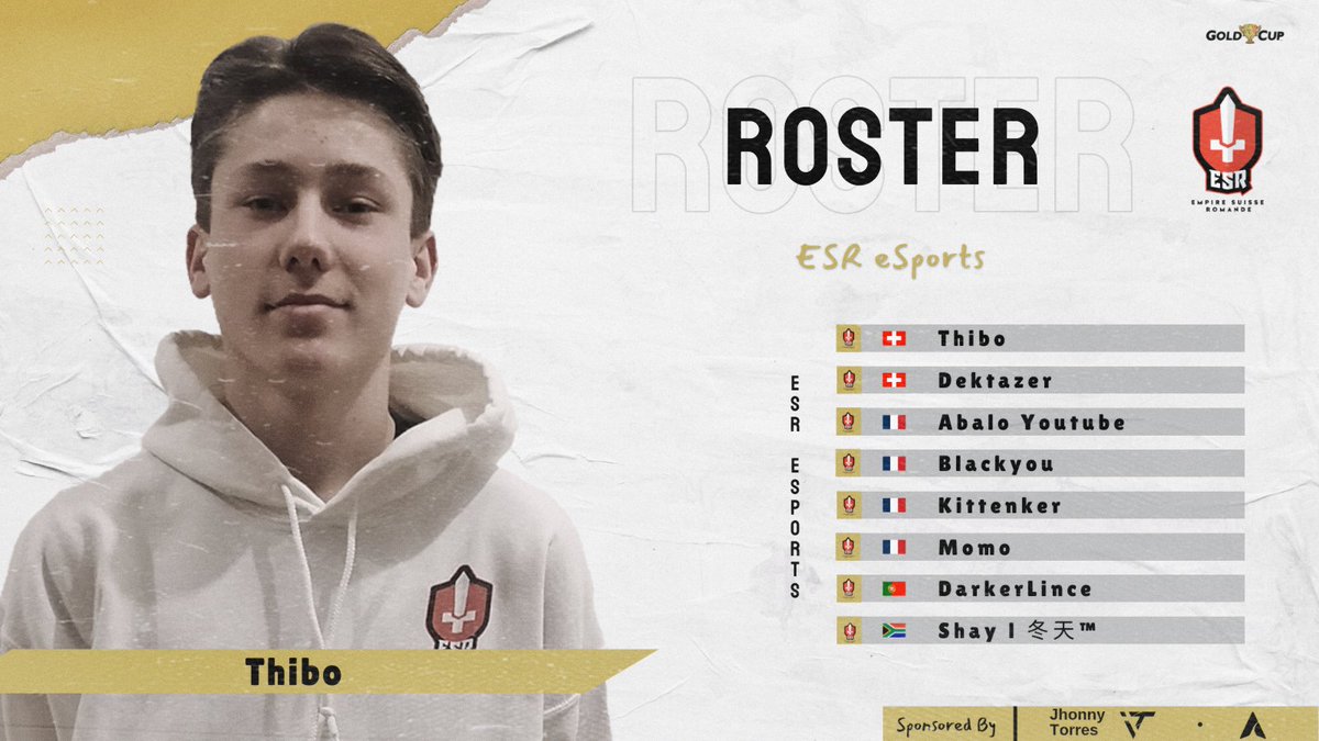 #CR | Roster 

#GoldCupEN Presents the official lineup 

🇨🇭 | <a href="/ESR_eSport/">Empire Suisse Romande</a>
🌎 | East