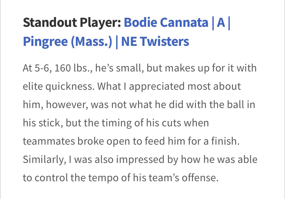 A great weekend for our 24 Blue and 25 Blue teams at the <a href="/ILInvitational/">IL Invitational</a> . 

A combined record of 4-1-1 and write ups featuring Bodie Cannata as a standout 24 player and 25 Blue as a standout team.

<a href="/GovernorsLax/">Governor's Lacrosse</a> <a href="/BrooksBVLax/">Brooks Boys Lacrosse</a> <a href="/pinglacrosse/">Pingree Lacrosse</a> <a href="/SJP_Lacrosse/">St. Johns Prep Lacrosse</a> <a href="/NBPT_BLax/">Newburyport Boys Lacrosse</a> <a href="/TerenceFoy/">Terry Foy</a>