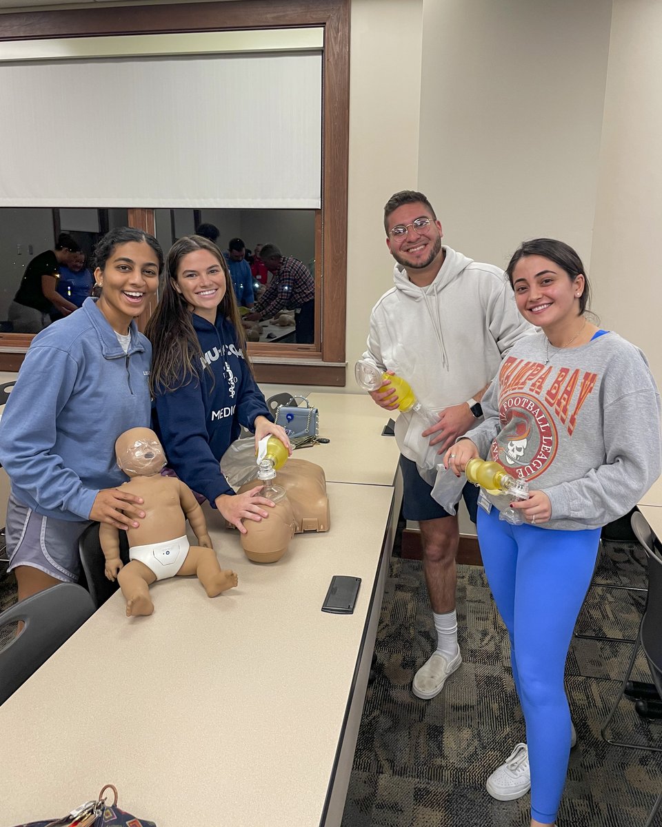 LMUtweets's tweet photo. LMU-DCOM Pediatrics Club hosted an interactive learning event called "Save a Life" where they learned to perform CPR on pediatric patients. #Pediatrics https://t.co/OVxyy5ZQMX