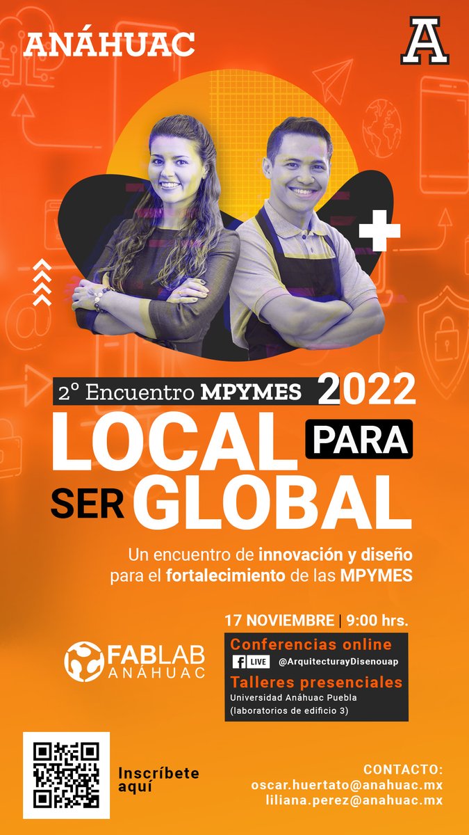 UAnahuacPuebla's tweet photo. Te invitamos al "2° Encuentro MYPYMES: Local para ser global", donde podrás ser parte de conferencias con expertos nacionales e internacionales 🌎.

Únete a través de FB Live https://t.co/t6uUZLQVYB
Y regístrate a los talleres presenciales: https://t.co/GkkXd5seio

¡Te esperamos! https://t.co/2r61lsjalW