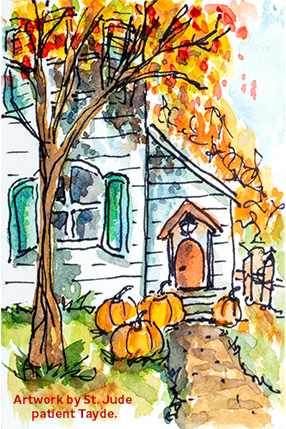 StJude's tweet photo. Happy Fall! Enjoy artwork inspired by the season, created by St. Jude patients!🍁 🎃 🍂 https://t.co/OK7hC1HI5K