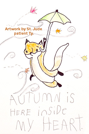 StJude's tweet photo. Happy Fall! Enjoy artwork inspired by the season, created by St. Jude patients!🍁 🎃 🍂 https://t.co/OK7hC1HI5K