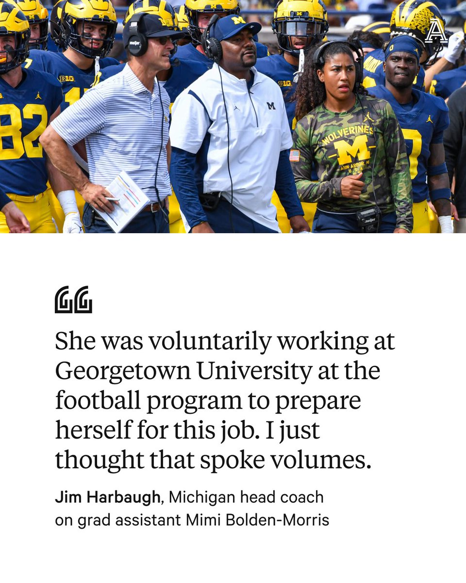 TheAthletic's tweet image. Mimi Bolden-Morris is believed to be the first woman graduate assistant in the Big Ten.

Though she no longer dreams of being an NFL QB, no one doubts her ability to achieve her new goal, writes @byAustinMeek.

“I’d put her against anybody."

theathletic.com/3892952/2022/1…